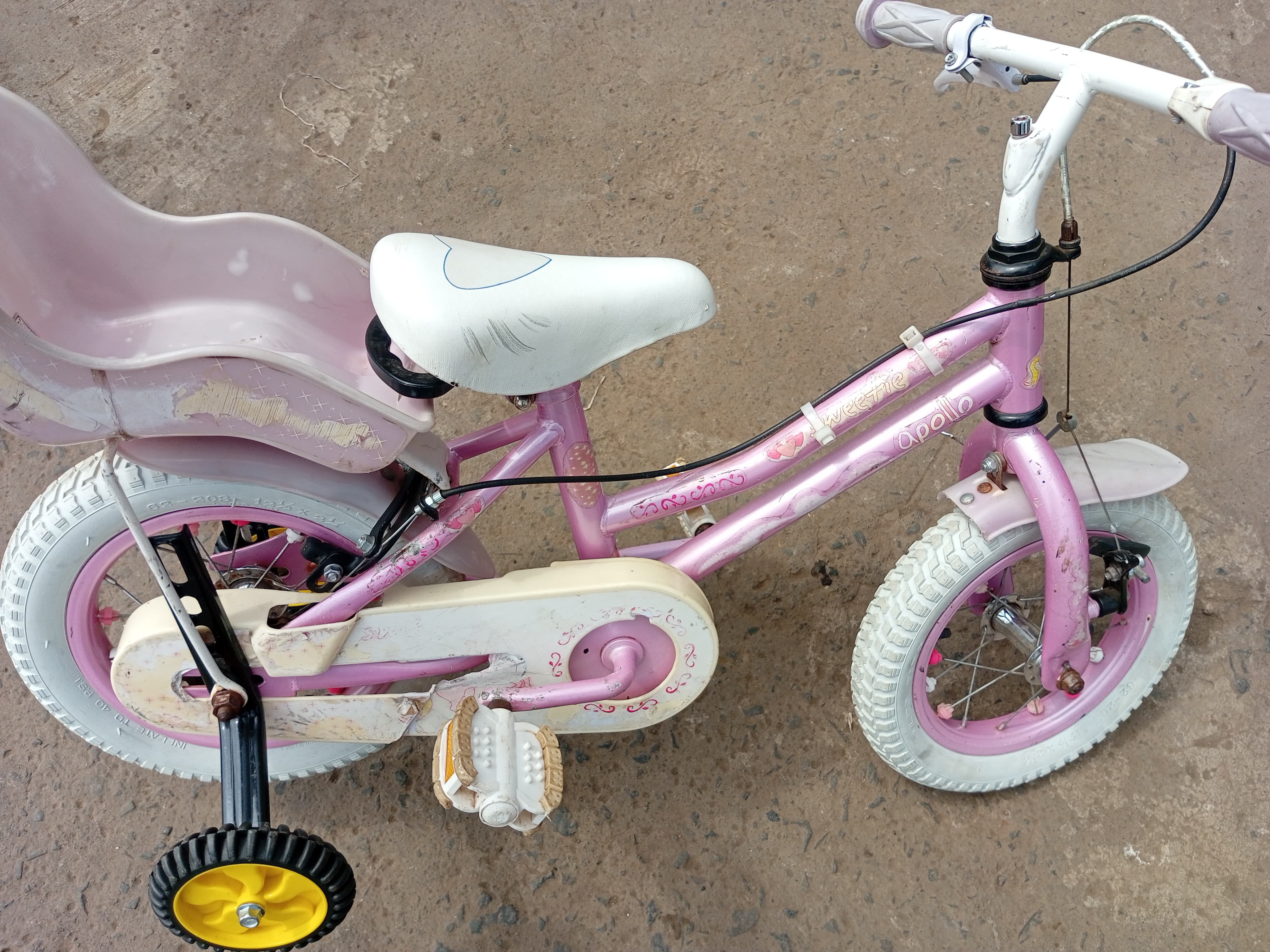 Apollo Sweetheart Kids Bike with Training Wheels & Rear Seat – 12”