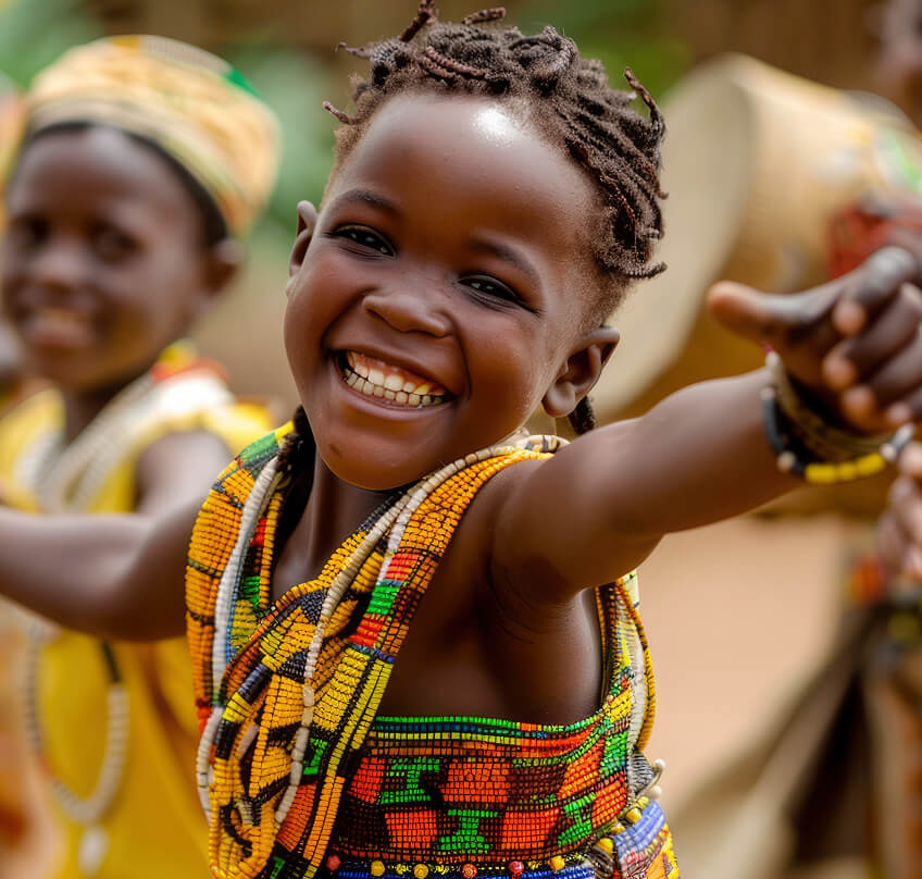 Children receiving clothing donations
